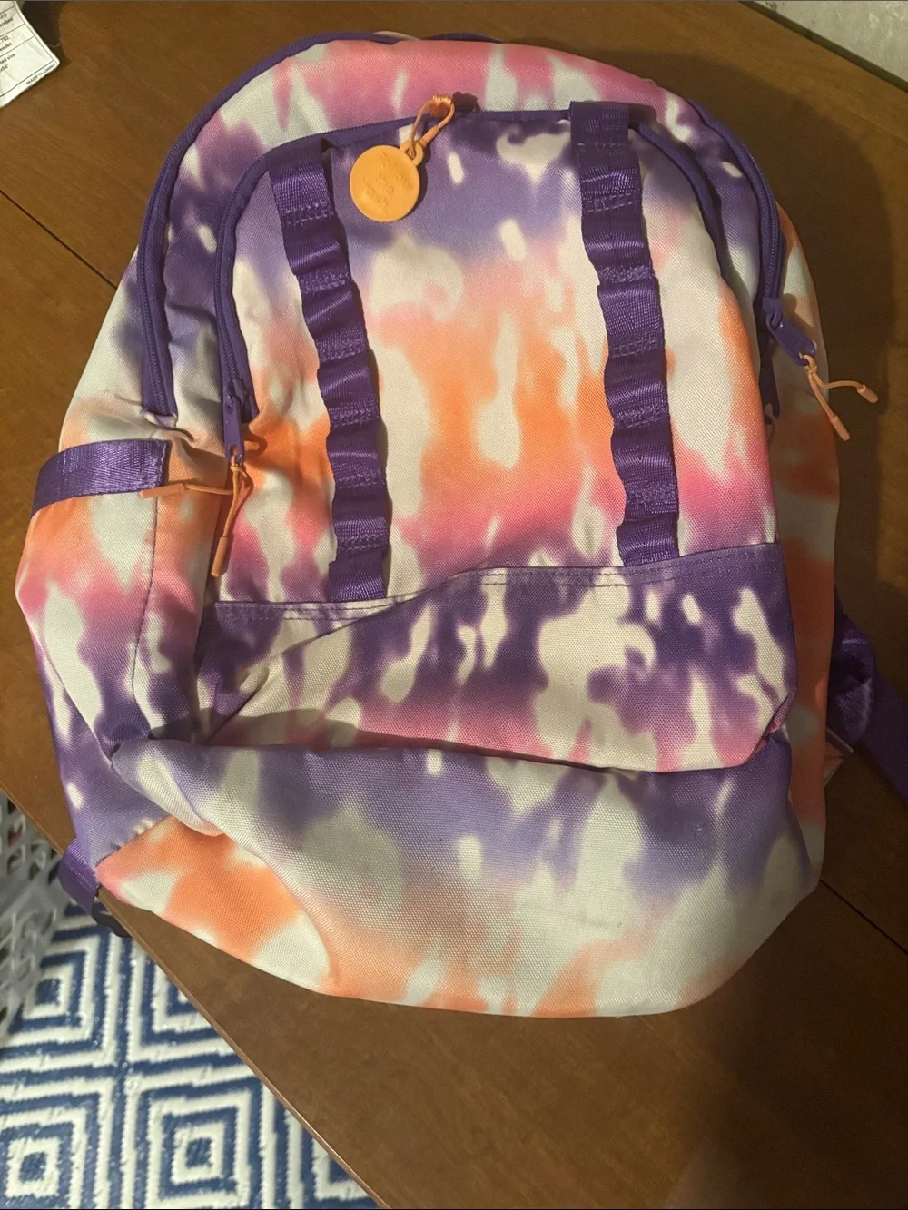 Amazon Kids Tie-Dye Purple and Orange School Backpack