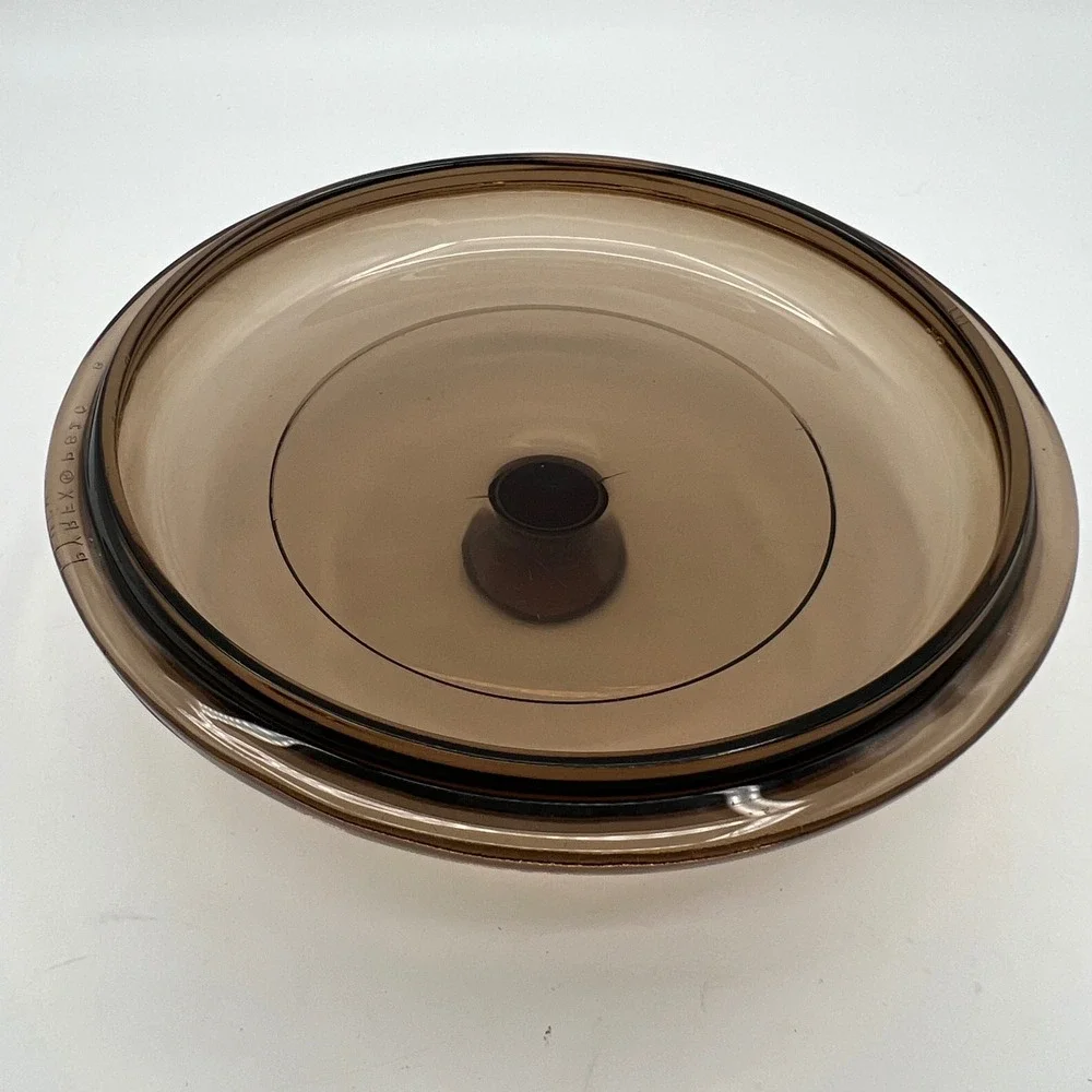 Pyrex Visions Amber Glass Lid P-81-C Replacement 6.25 Inch Brown Smoke Tint