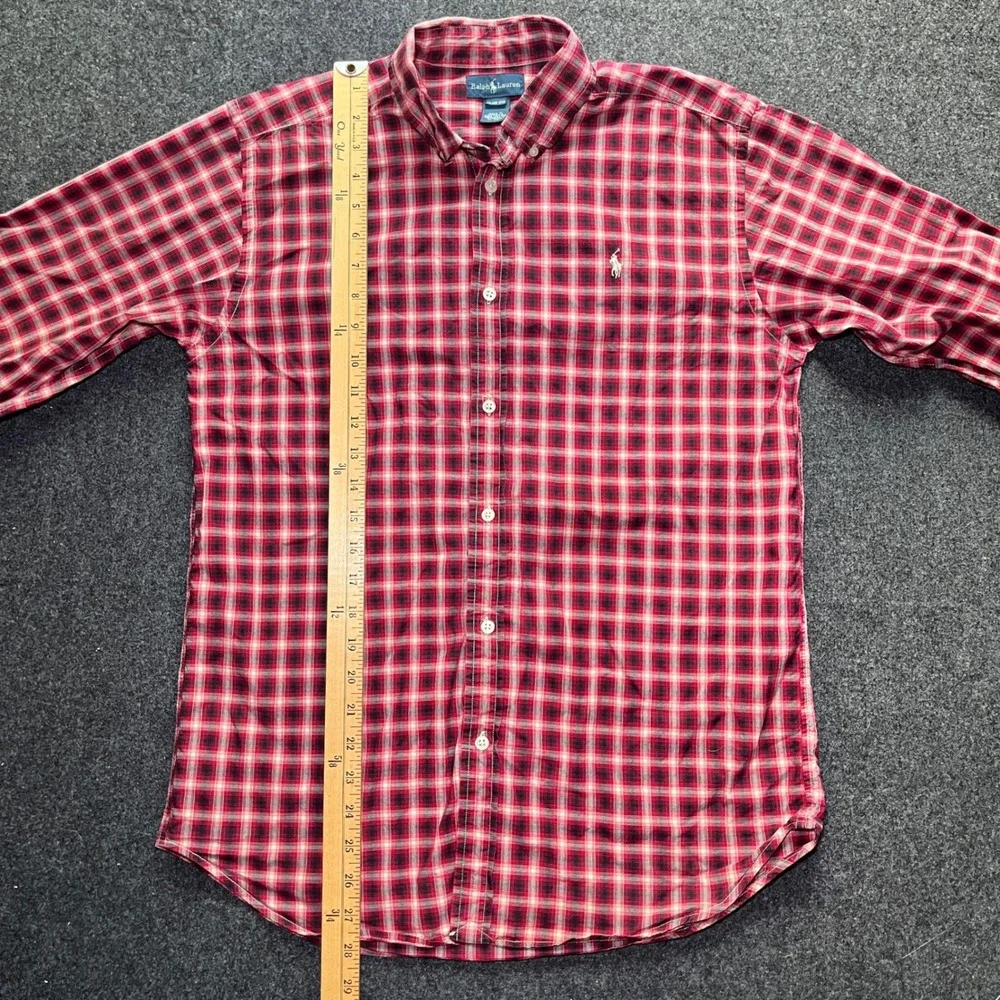 Ralph Lauren Button Down Shirt Kids XL‎ 18-20 Red Plaid Excellent Long Sleeve