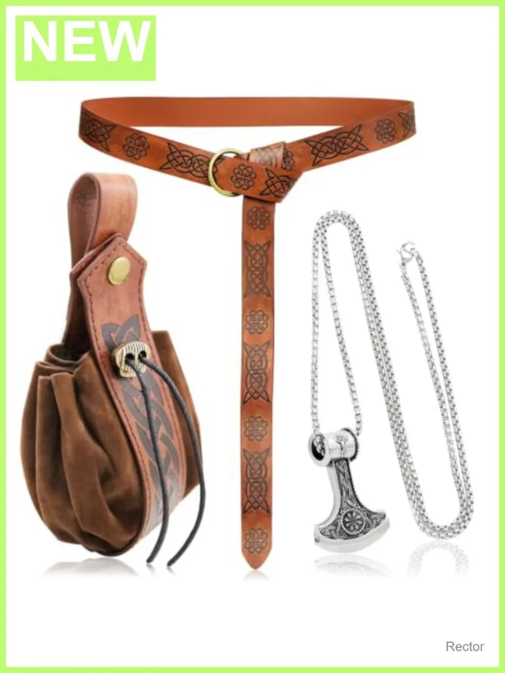 Medieval Viking Belt Pouch Axe Necklace Renaissance Costume LARP