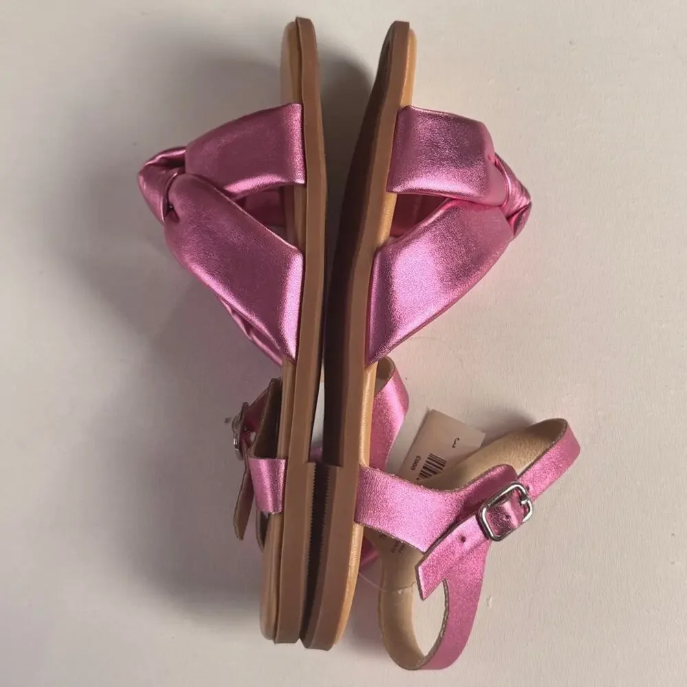Old Navy Girl's Low Heel Knotted Detail Sandal Pink Metallic Sz 3Y NWT