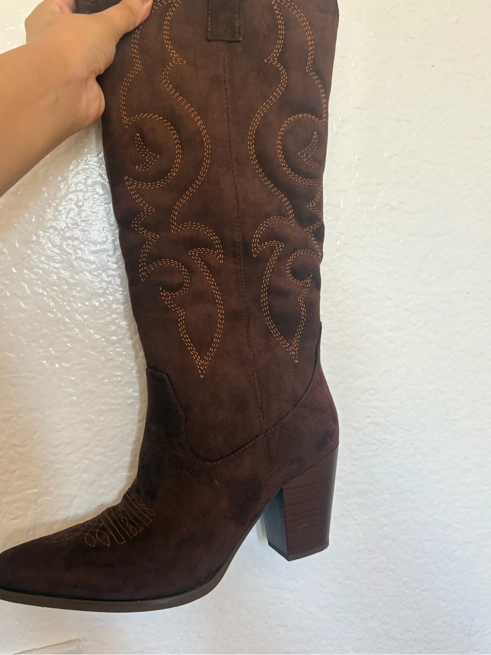 Brown Suede Western Knee-High Women's Boot