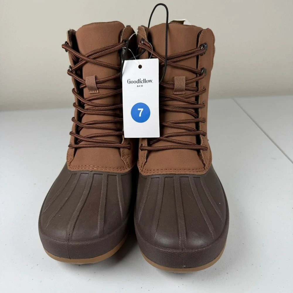 Goodfellow Men Size 7 Cody Duck Boots Brown Winter Snow Rain Waterproof Rugged