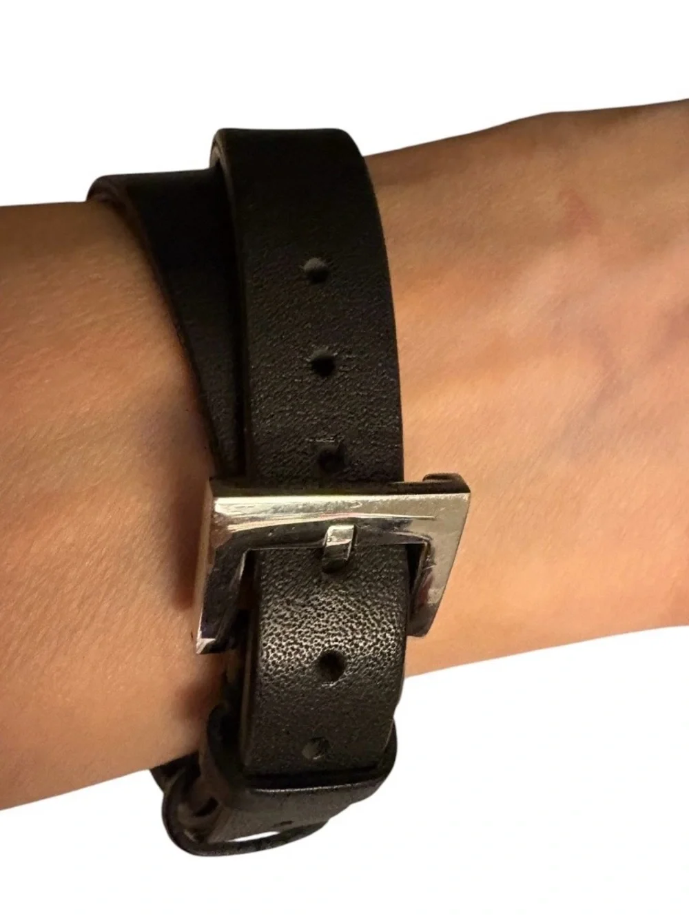 Tory Burch x Fitbit Fret Double Wrap Leather Bracelet Black