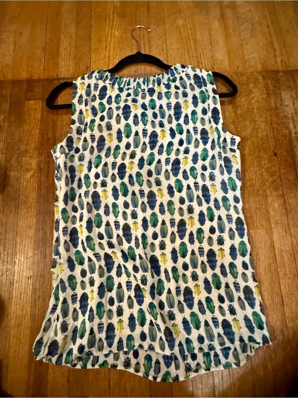 Tory Burch Beetle Scarab Print Sleeveless Silk Tank