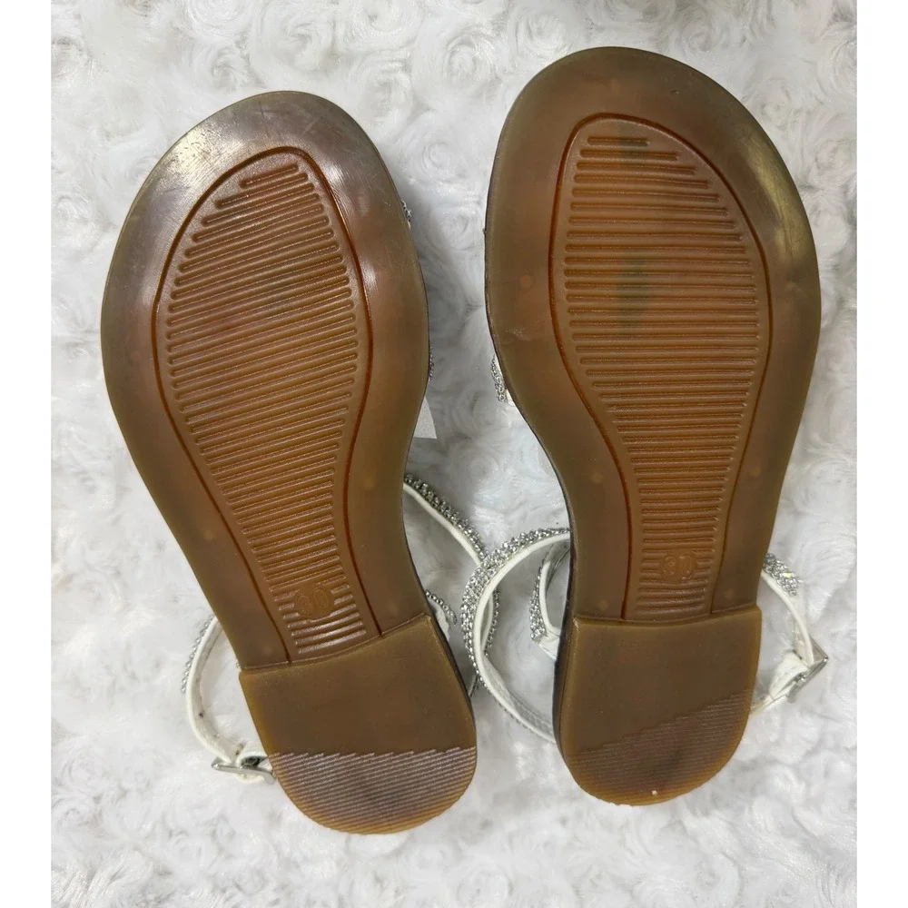 Miss Grant Girl White Rhinestone Strappy Sandals Made in Italy Size 30 EUR 12 US