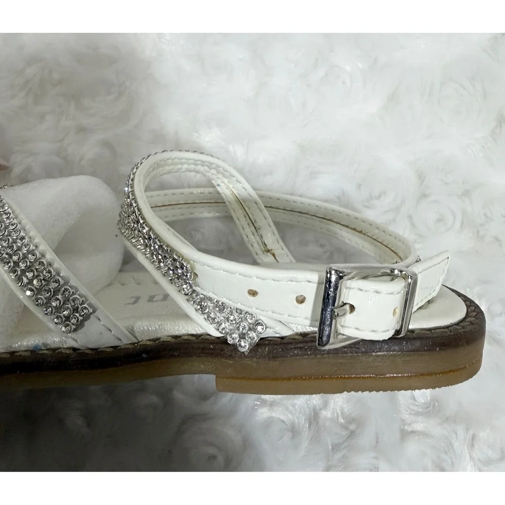 Miss Grant Girl White Rhinestone Strappy Sandals Made in Italy Size 30 EUR 12 US