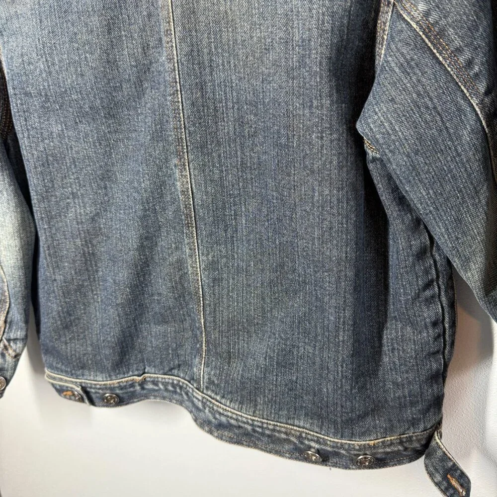 VTG‎ Old Navy Girls Lined Jean Jacket Small Zip Up Pockets Chores Fall Utility
