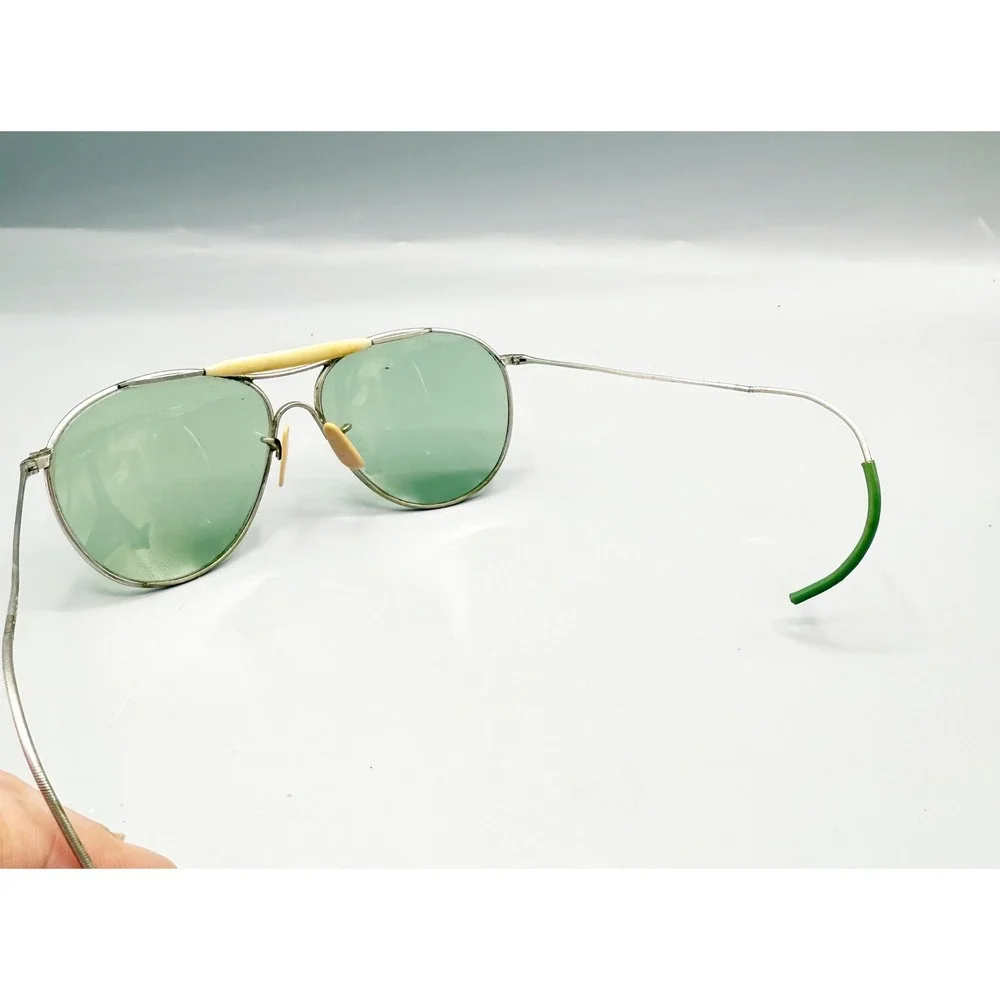 Vintage WW2 Aviator Sunglasses Green Lenses Metal Frame‎ Pre-Ray Ban Glasses AO