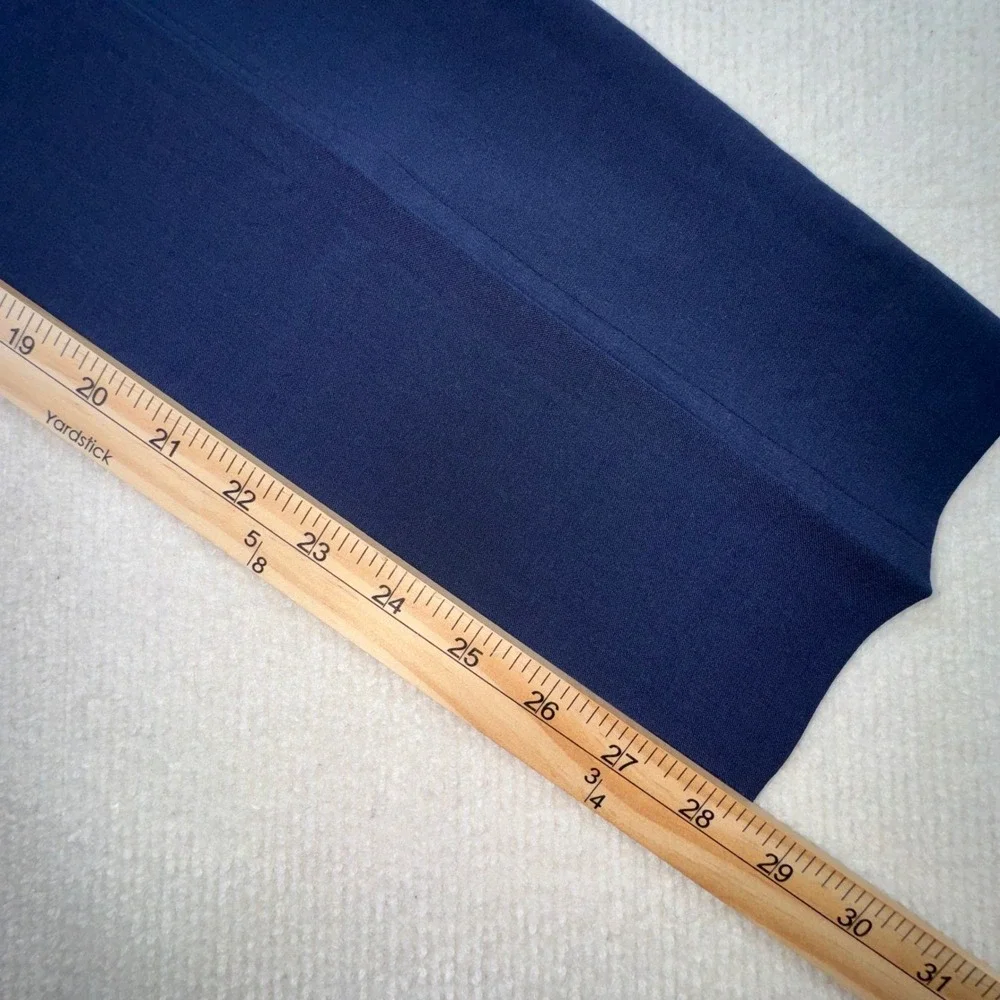 Tory Burch Trousers Women 2 Navy Blue High Rise Seam Detail Straight Leg SideZip