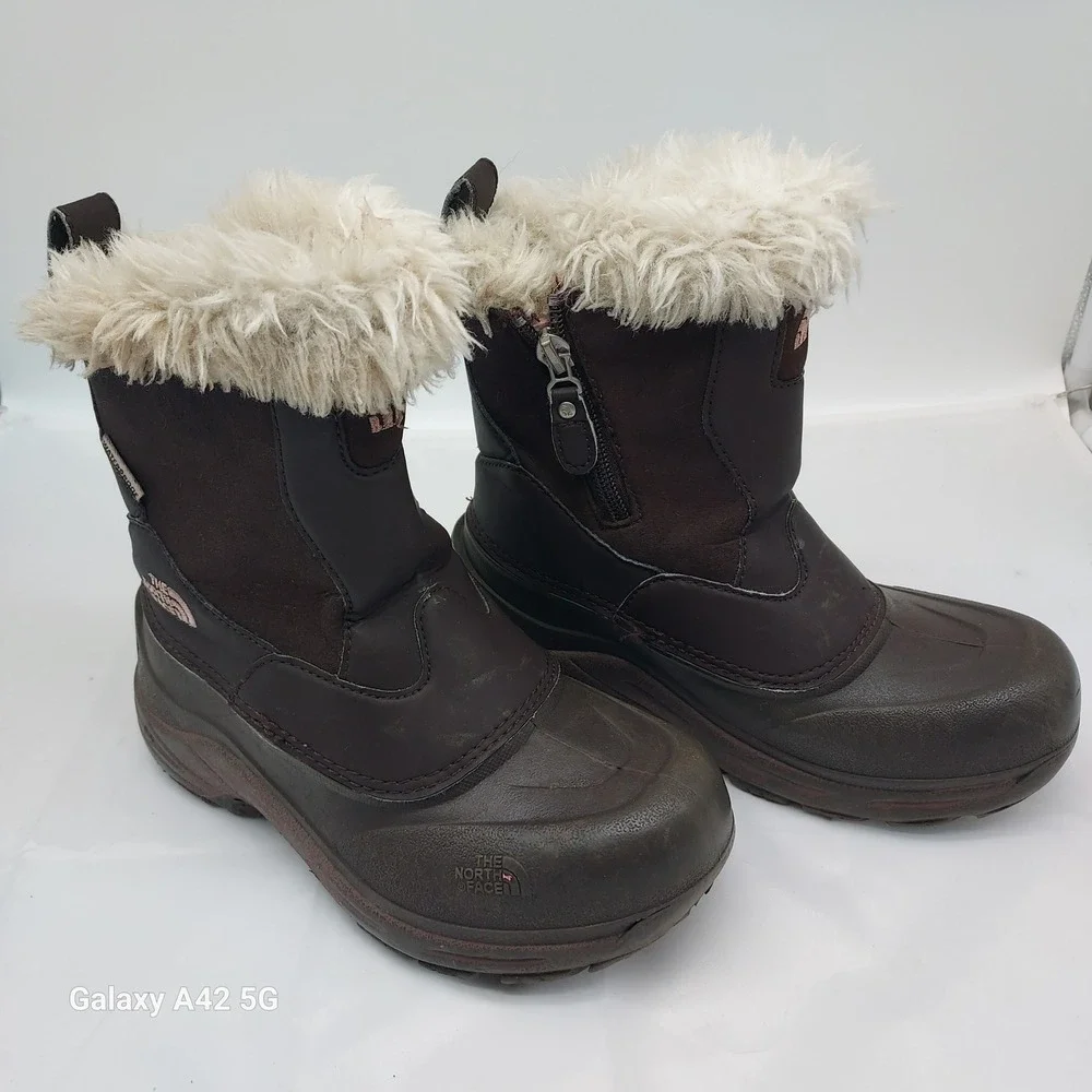 The North Face Girls‎ Heatseeker Waterproof Brown Winter Boots Faux Fur Size 2