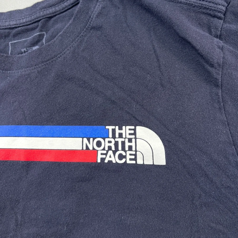The North Face Usa Box T Shirt Mens Large Navy Cotton Regular Fit Short Sleeve