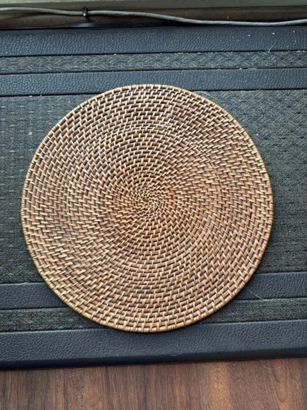 Pottery Barn Tava Handwoven Rattan Round Placemat Single Wicker Charger