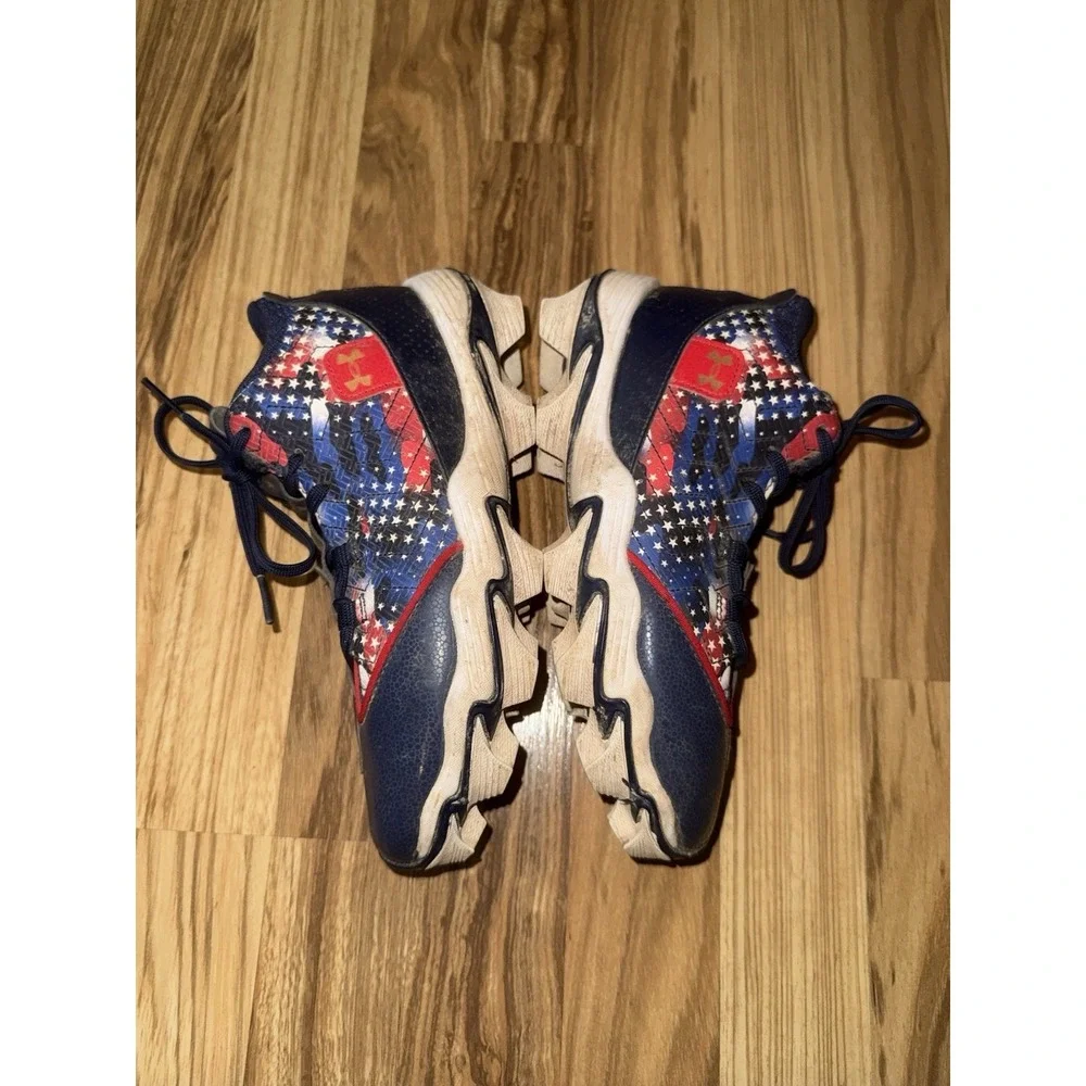 Under Armour Boys‎ 4Y 4 Harper RM 9 Molded Baseball Cleats Red White Blue USA
