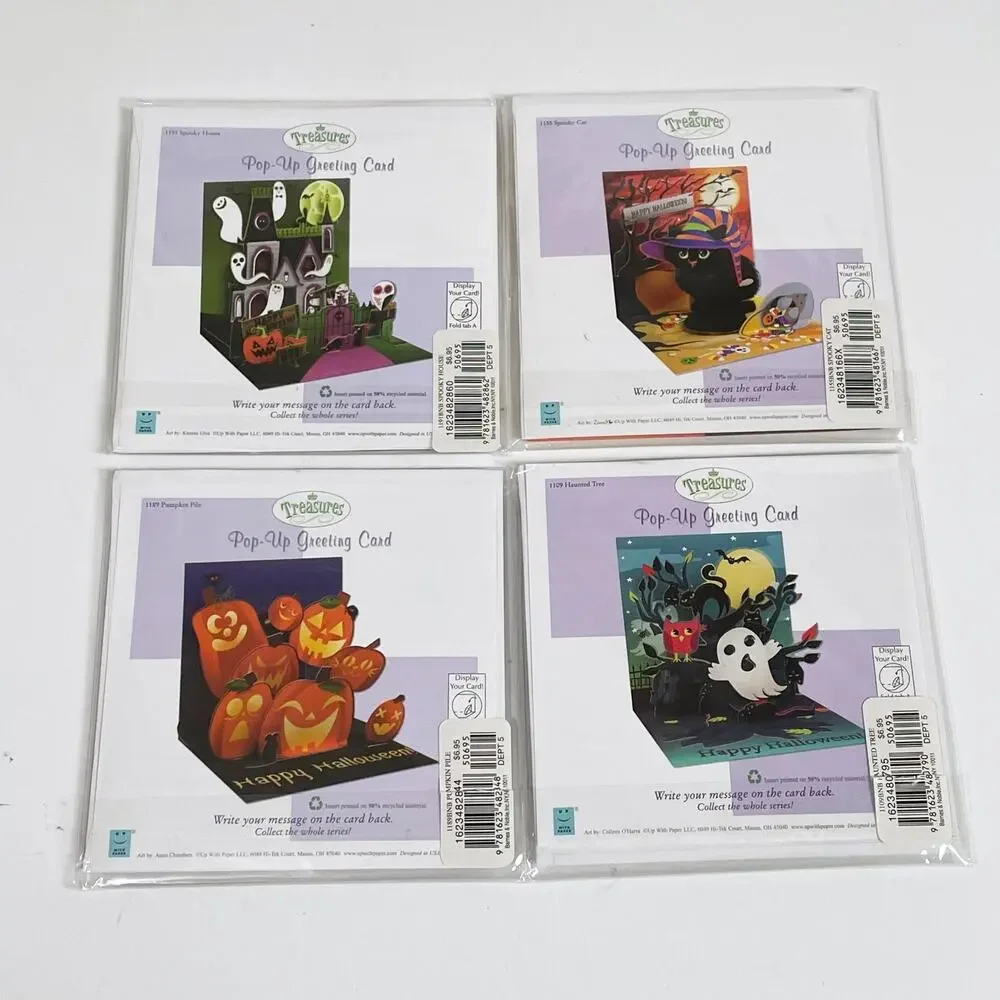Treasures Halloween Pop-Up Greeting Card Set of 4