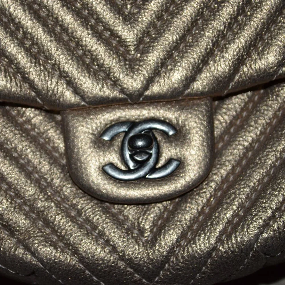 CHANEL bronze leather
