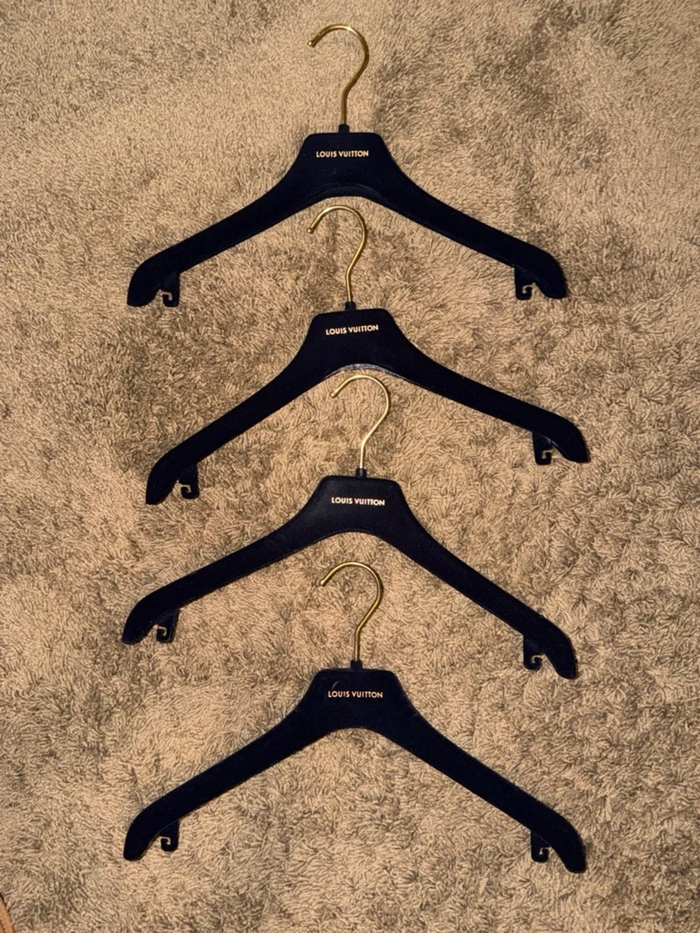 Louis Vuitton Navy Velvet Hangers with Gold Hooks - Set of 4