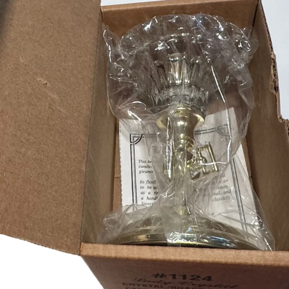 Home Interiors Lady Crystal Candlestick Wall Sconce Brass Finish 1124 Vintage