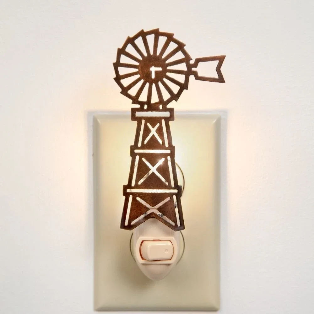 Farmhouse‎ Windmill Night Light Laser Cut Metal On/Off Switch Bulb Included