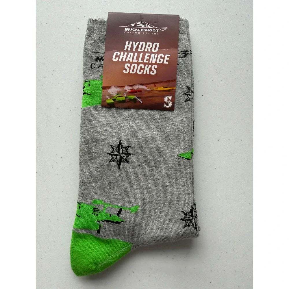 MUCKLESHOOT CASINO RESORT Green & Gray Seattle Mariners Hydro Challenge SOCKS