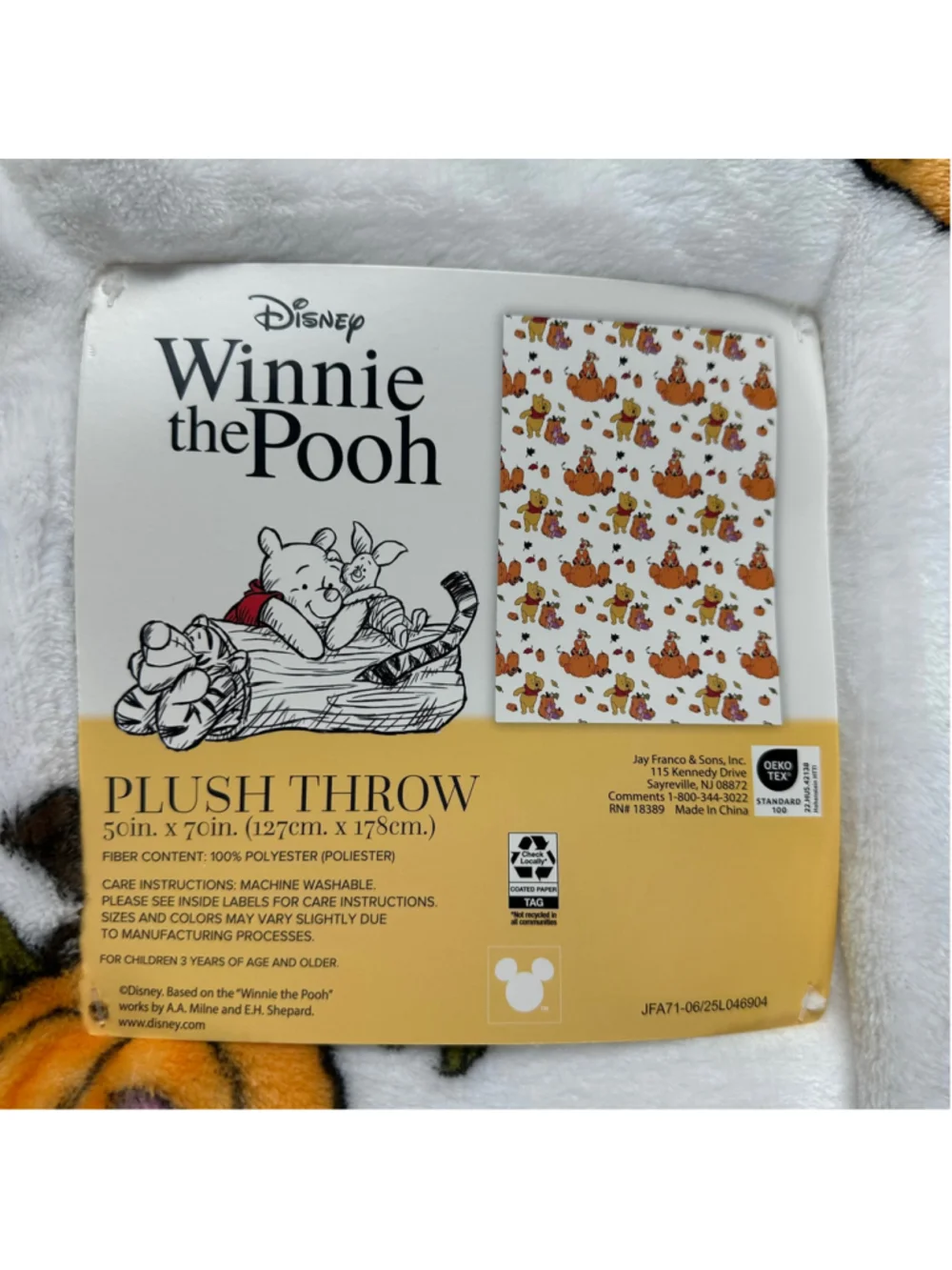 Disney Winnie the Pooh Fall Plush Throw Blanket Tigger Piglet Pumpkins 50x70 NWT