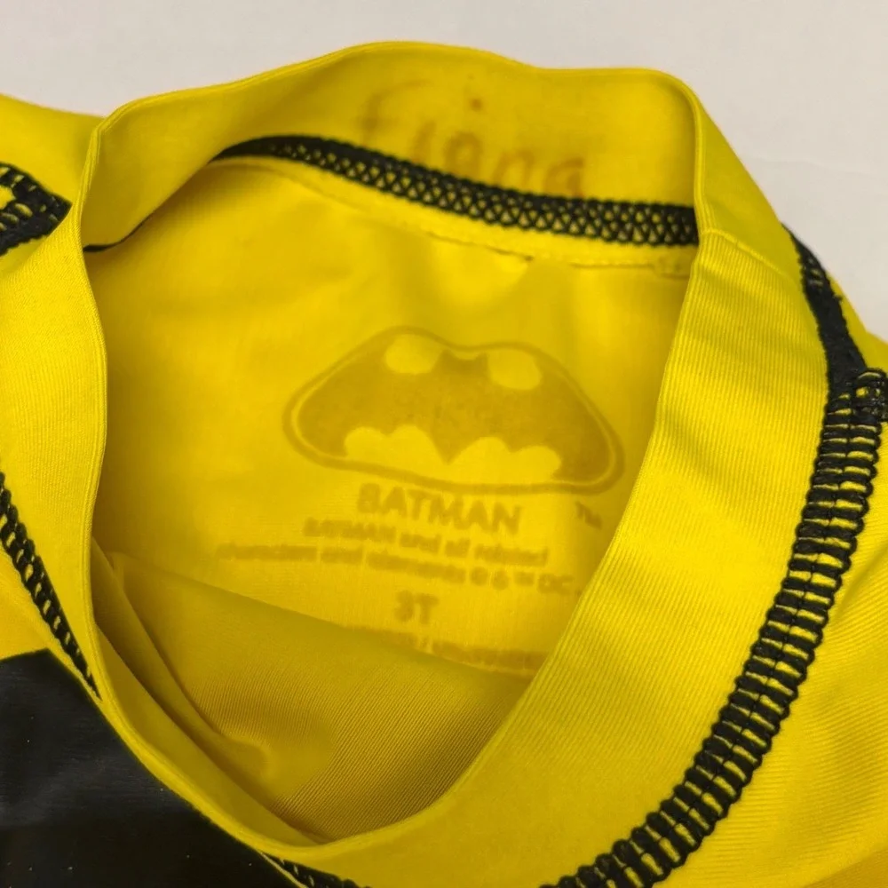 Batman Boys Yellow Long Sleeve Rash Guard Swim Shirt Size 3T DC Comics Logo
