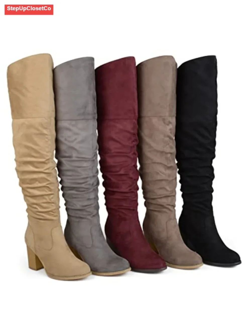 Journee Collection Kaison Women's Faux Suede Over the Knee Combat Boots
