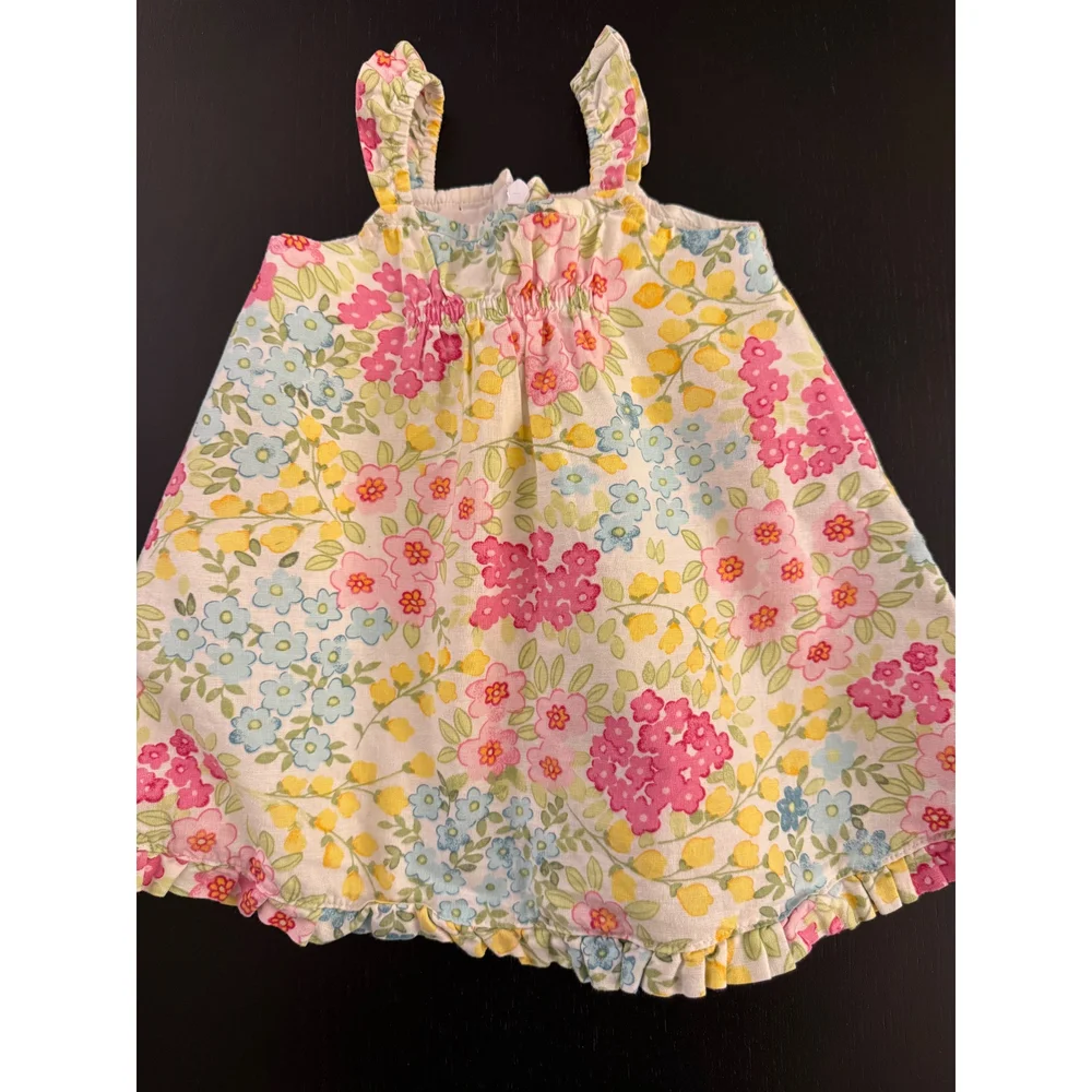 GAP Baby Linen Blend Floral Dress Girls 3-6m Lined Classic‎ Summer Beach Party