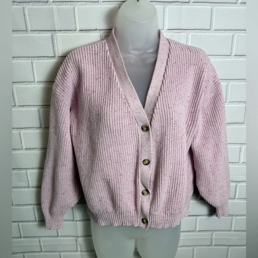 OLD NAVY Pink Button-Up girls crop cozy Sweater/size XL (12)