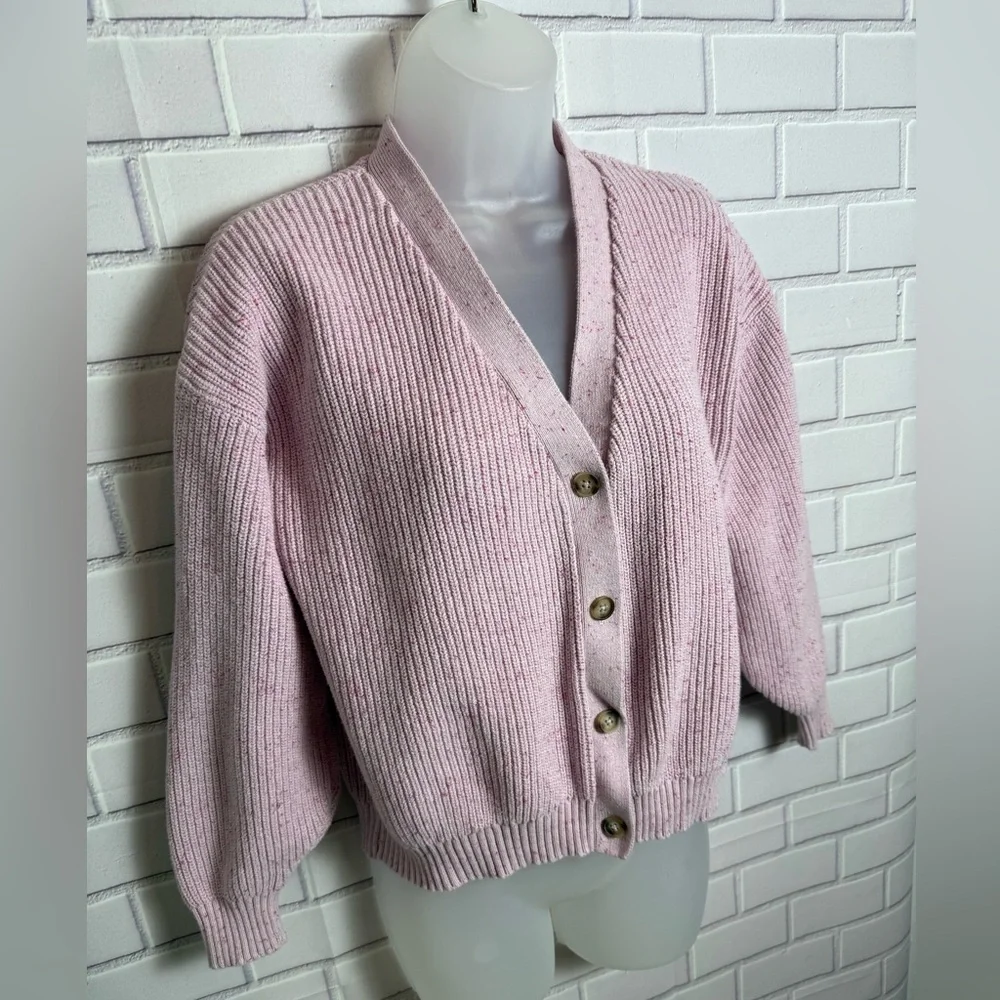 OLD NAVY Pink Button-Up girls crop cozy Sweater/size XL (12)