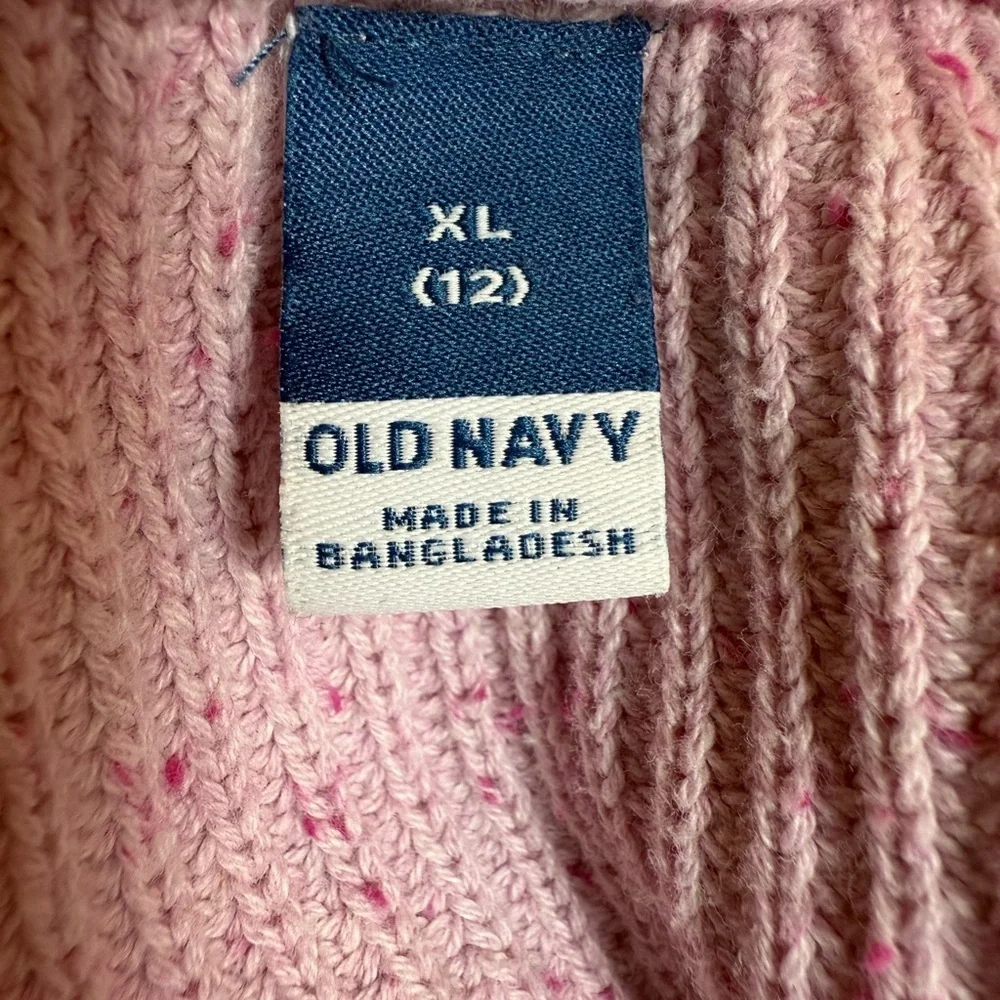 OLD NAVY Pink Button-Up girls crop cozy Sweater/size XL (12)