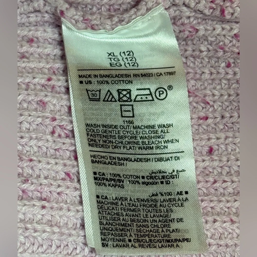 OLD NAVY Pink Button-Up girls crop cozy Sweater/size XL (12)