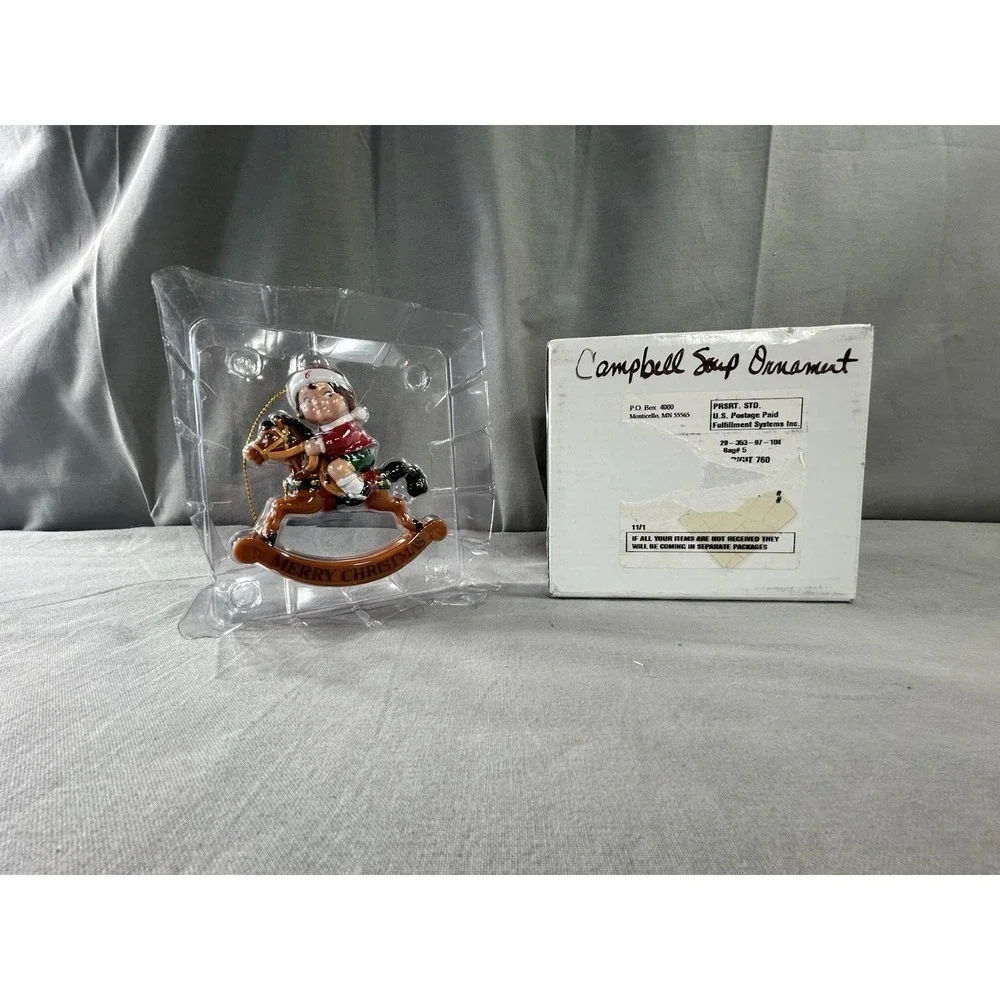 VTG 2005 Campbell's Soup collector's Christmas ornament Kid Riding Rocking Horse