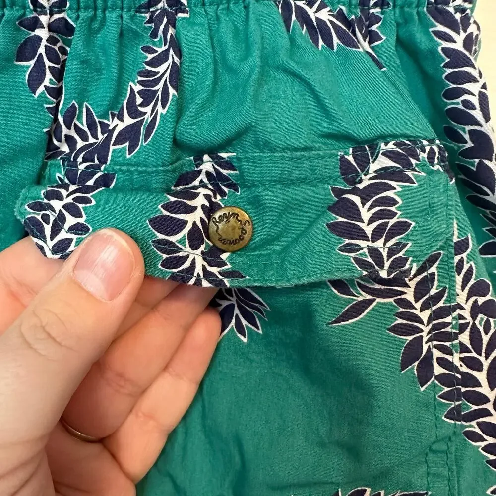 Water Prints by Reyn Spooner Vintage Men’s Swim Trunks Teal Leis Size XL‎ Hawaii