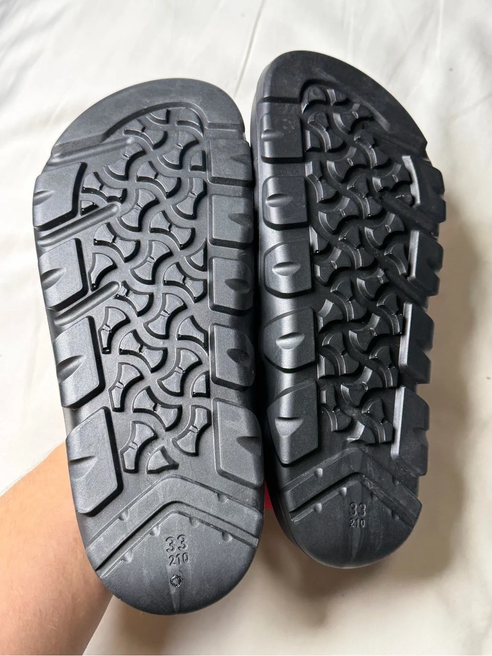 Birkenstock Kids Red Dual-Strap Sandals with Black Footbed