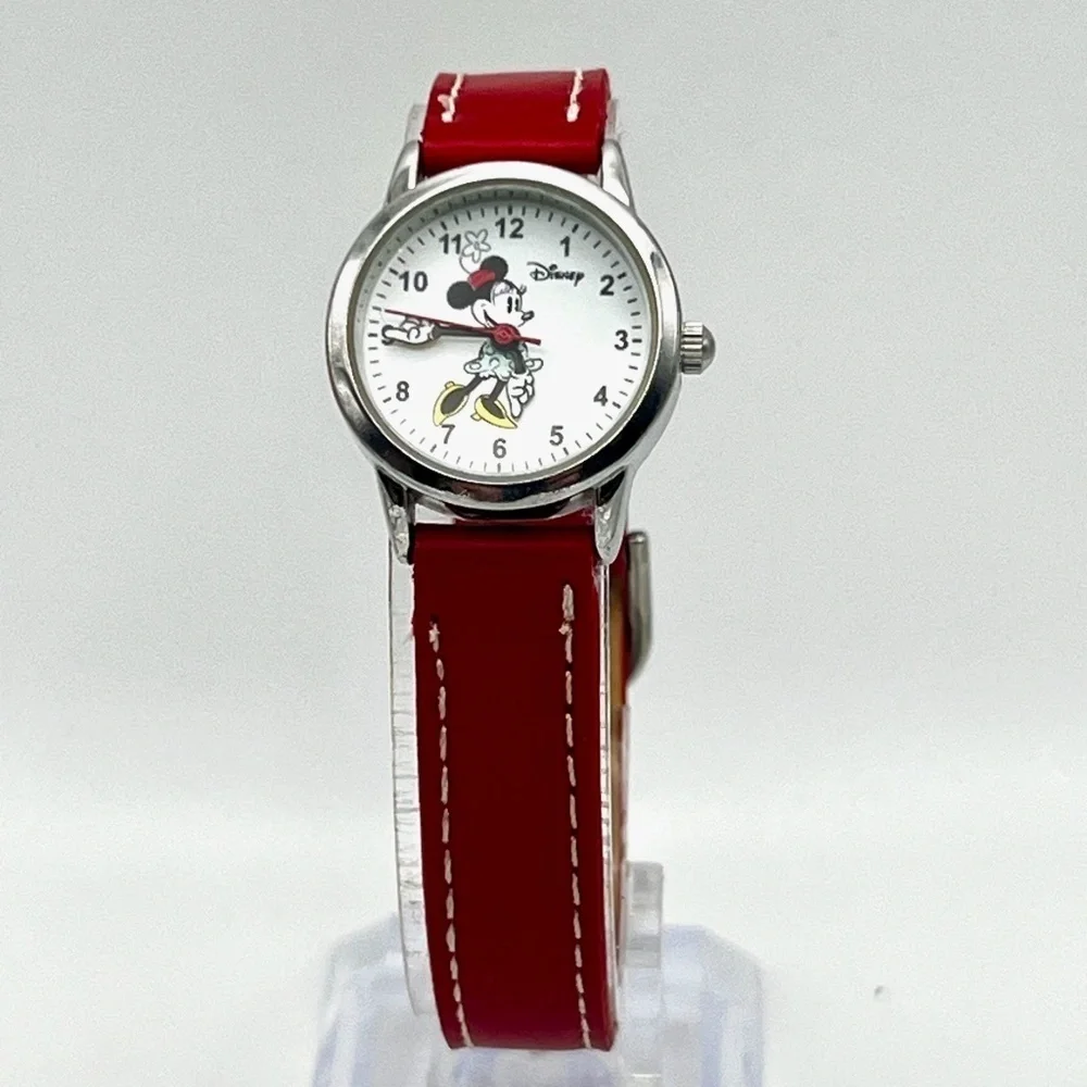 Disney Accutime Minnie Mouse Red leather strap ladies  watch working