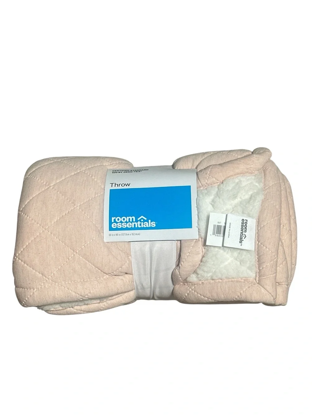 Quilted Sherpa‎ Throw - Blush Pink
