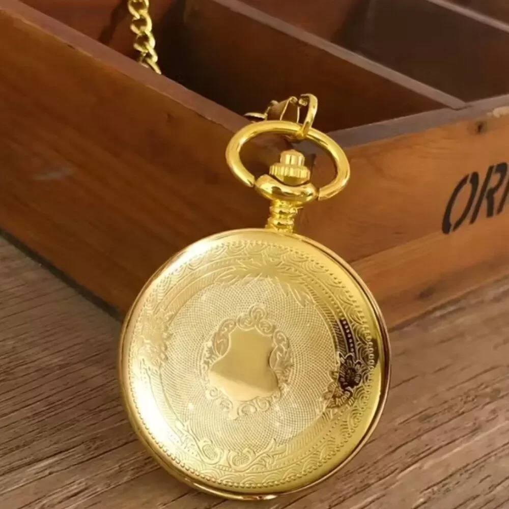 NWT Gold Roman Numeral Quartz Pocket Watch Vintage Classic Style Gift