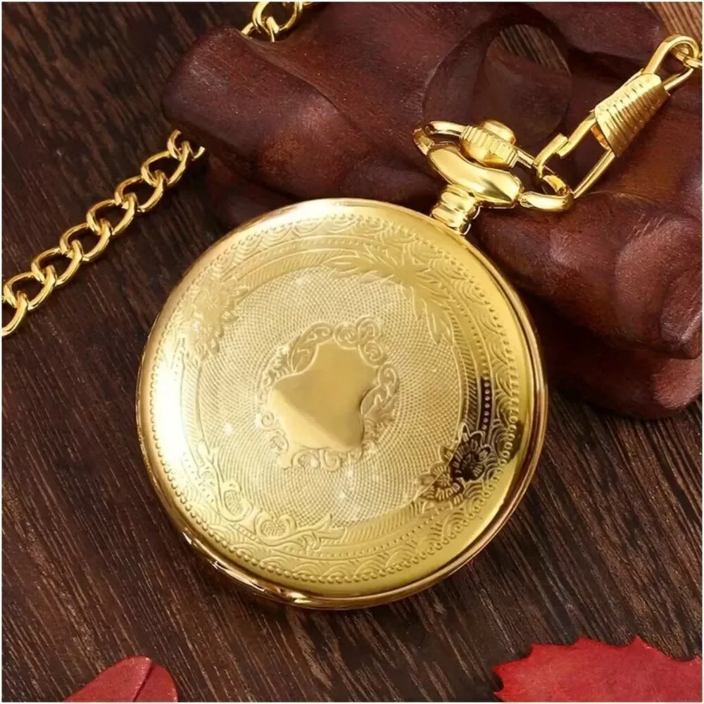 NWT Gold Roman Numeral Quartz Pocket Watch Vintage Classic Style Gift