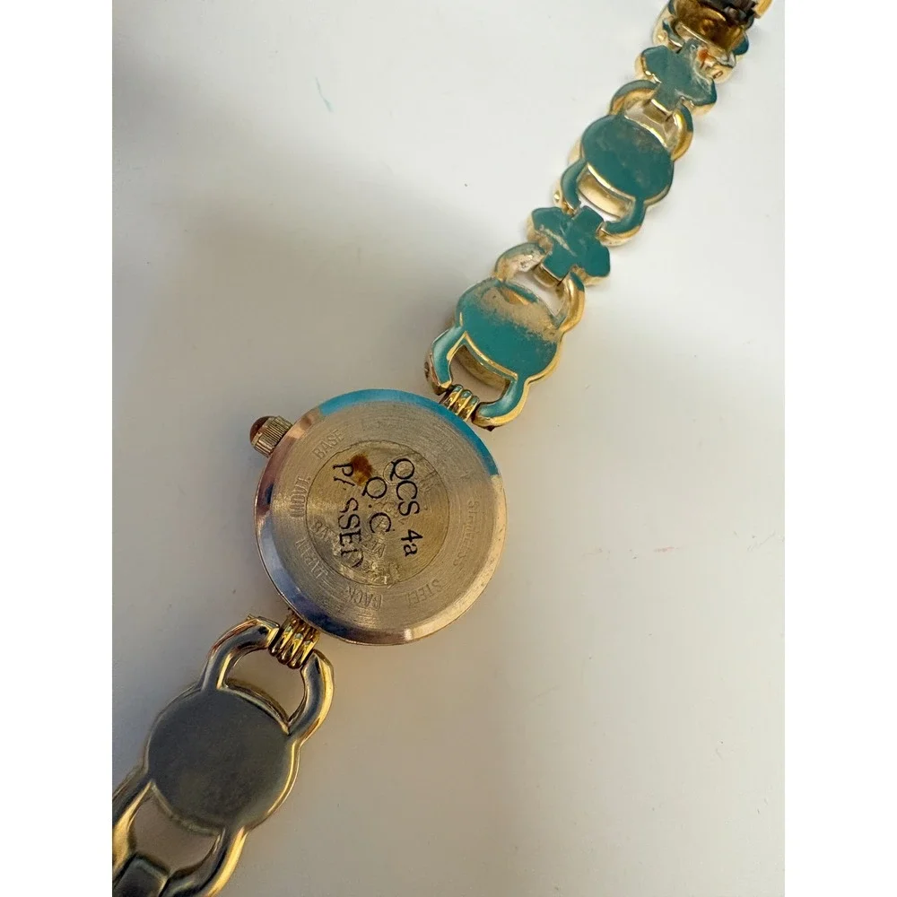 Ciki Vintage‎ Gold Tone Amber Cabochon Link Bracelet Watch Japan Movt