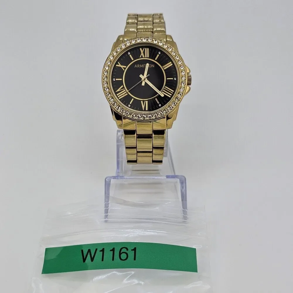 Armitron‎ Women's Watch 40MM Black Dial Gold Tone Bracelet Band 6.5