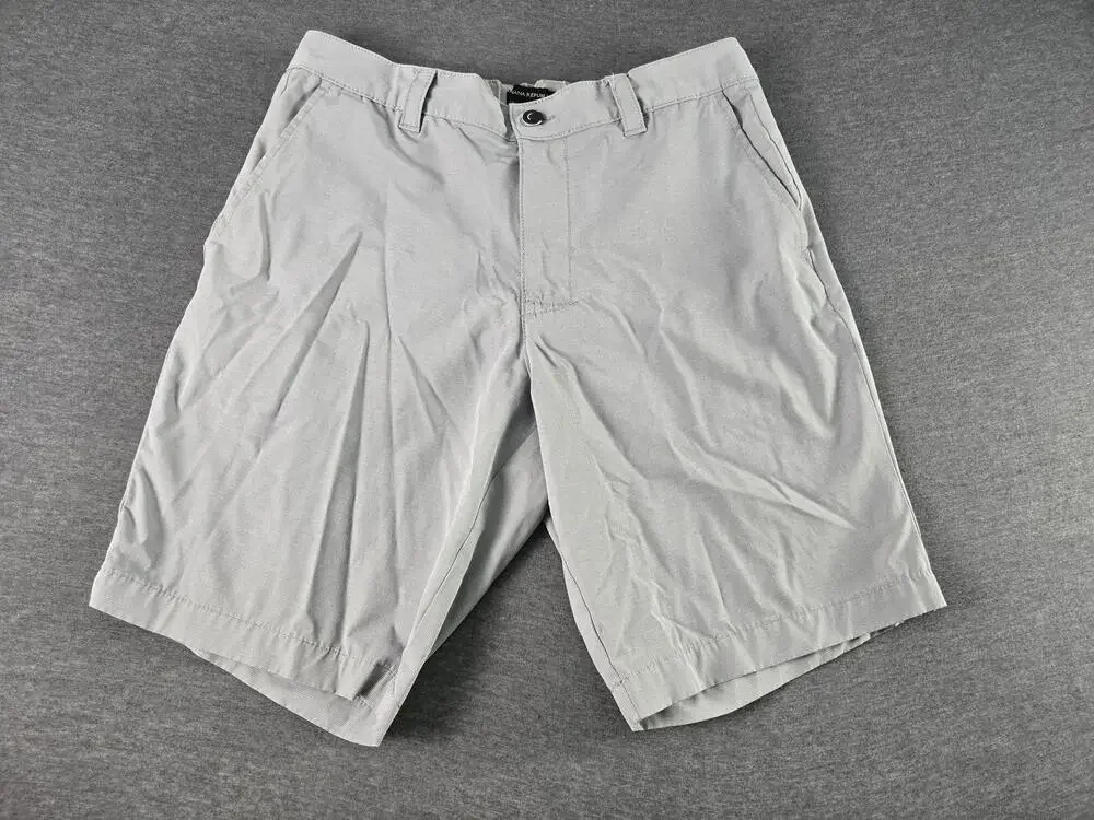 Banana Republic Shorts Mens 34 Gray Chino Elastic Waist Stretch Summer Casual