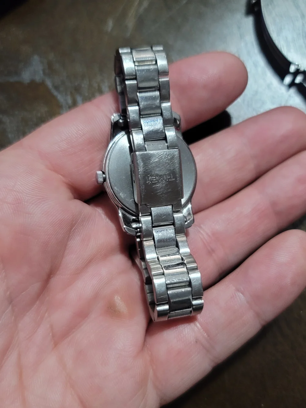 Timex steel display watch