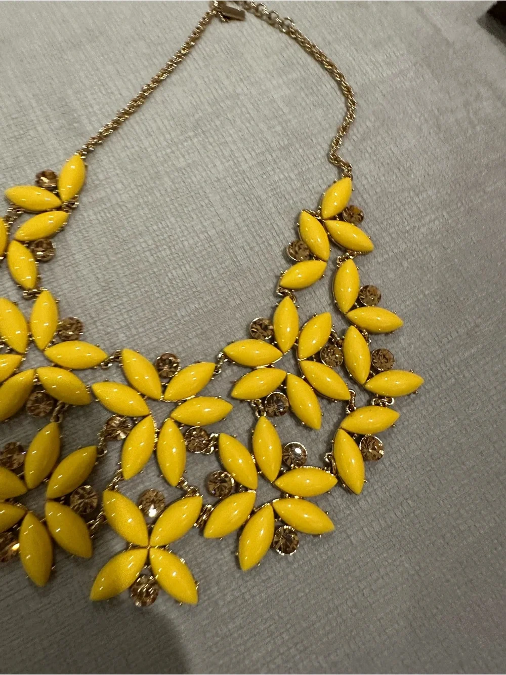 kate spade Yellow Floral Bib Necklace with Gold Chain