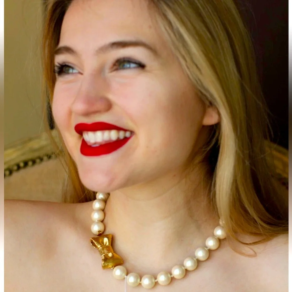 Kate Spade New York “All Wrapped Up Pearls” Necklace Gold 18