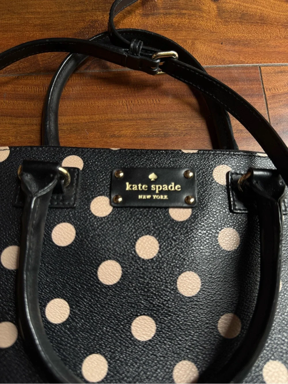 kate spade Black and Cream Polka Dot Shoulder Bag