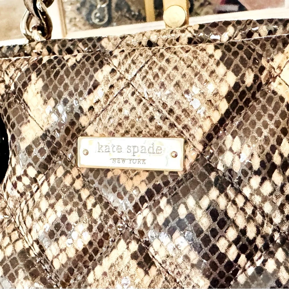 Kate Spade Quilted Maryanne Snakeskin embossed Handbag with dust bag EUC $378
