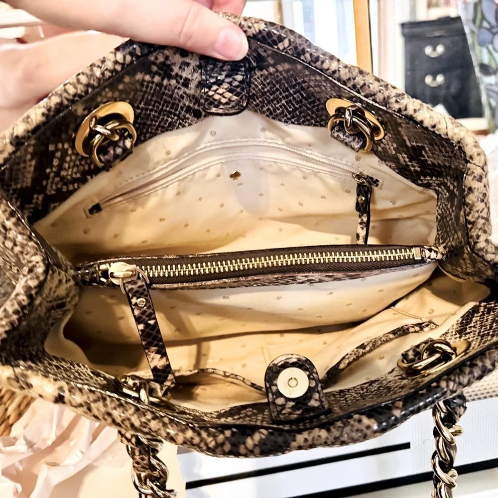 Kate Spade Quilted Maryanne Snakeskin embossed Handbag with dust bag EUC $378