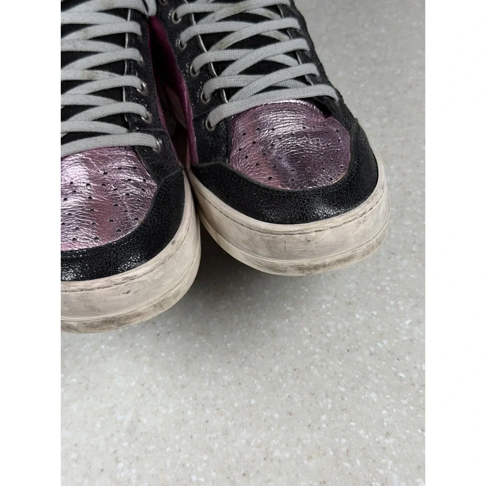 P448 Multicolor Glitter High Top Sneakers in Pink Silver Teal  Size 40 US 9.5-10