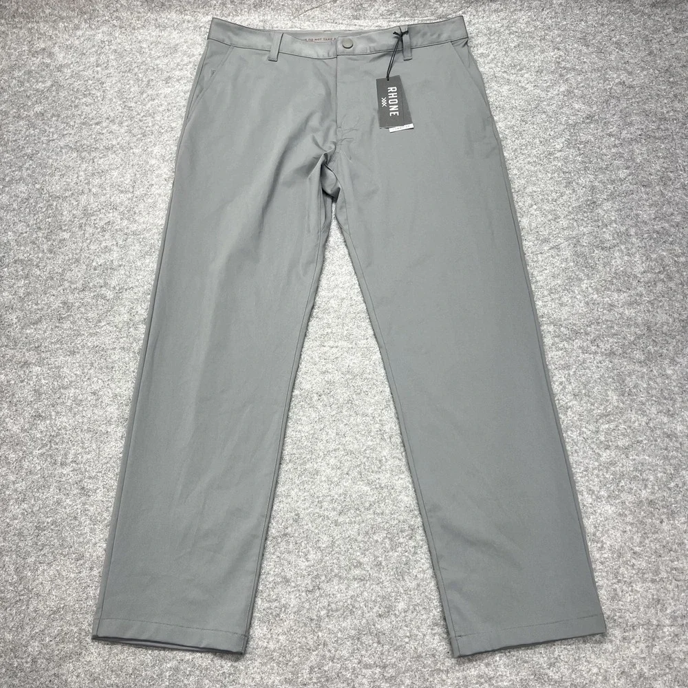Rhone Commuter Pants Mens 35x29 Gray Flex-Knit Travel Chino Stretch Performance